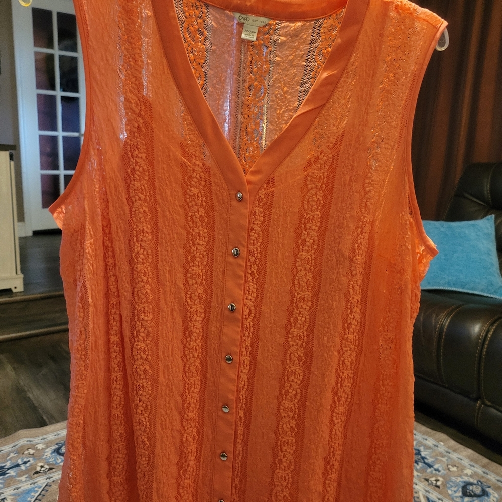 Coral Sleeveless Blouse